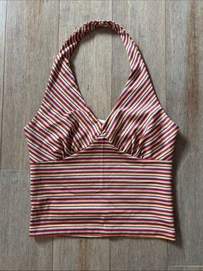 Esprit VTG Multicolor Striped Halter Top size XS Y2K retro print stripes